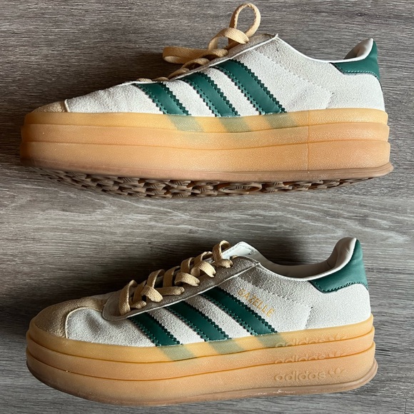 Adidas Gazelle Bold Women's Green and Tan Platform Sneakers - Picture 1 of 5